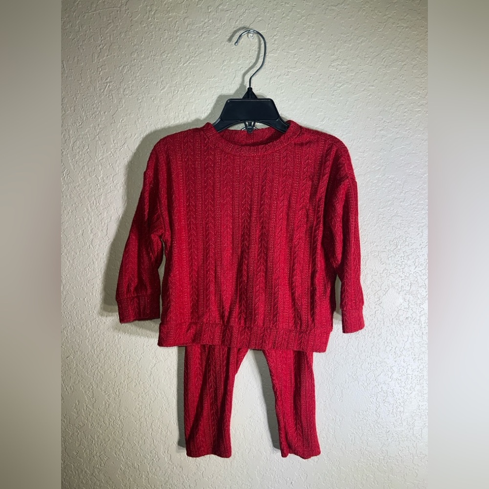 Red Cable Knit Sweater and Pants Set